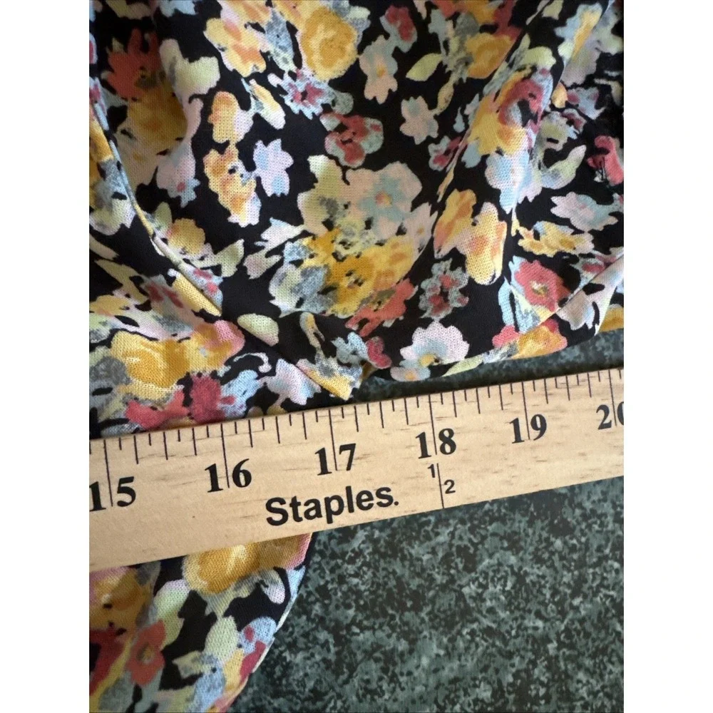 Nobody's Child Womens Printed Floral Print Midi Dress Short Sleeve Size 4 Black - Picture 12 of 13